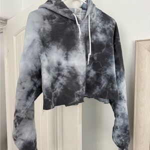 Gildan Black and Gray Tie-Dye Women's Sweater